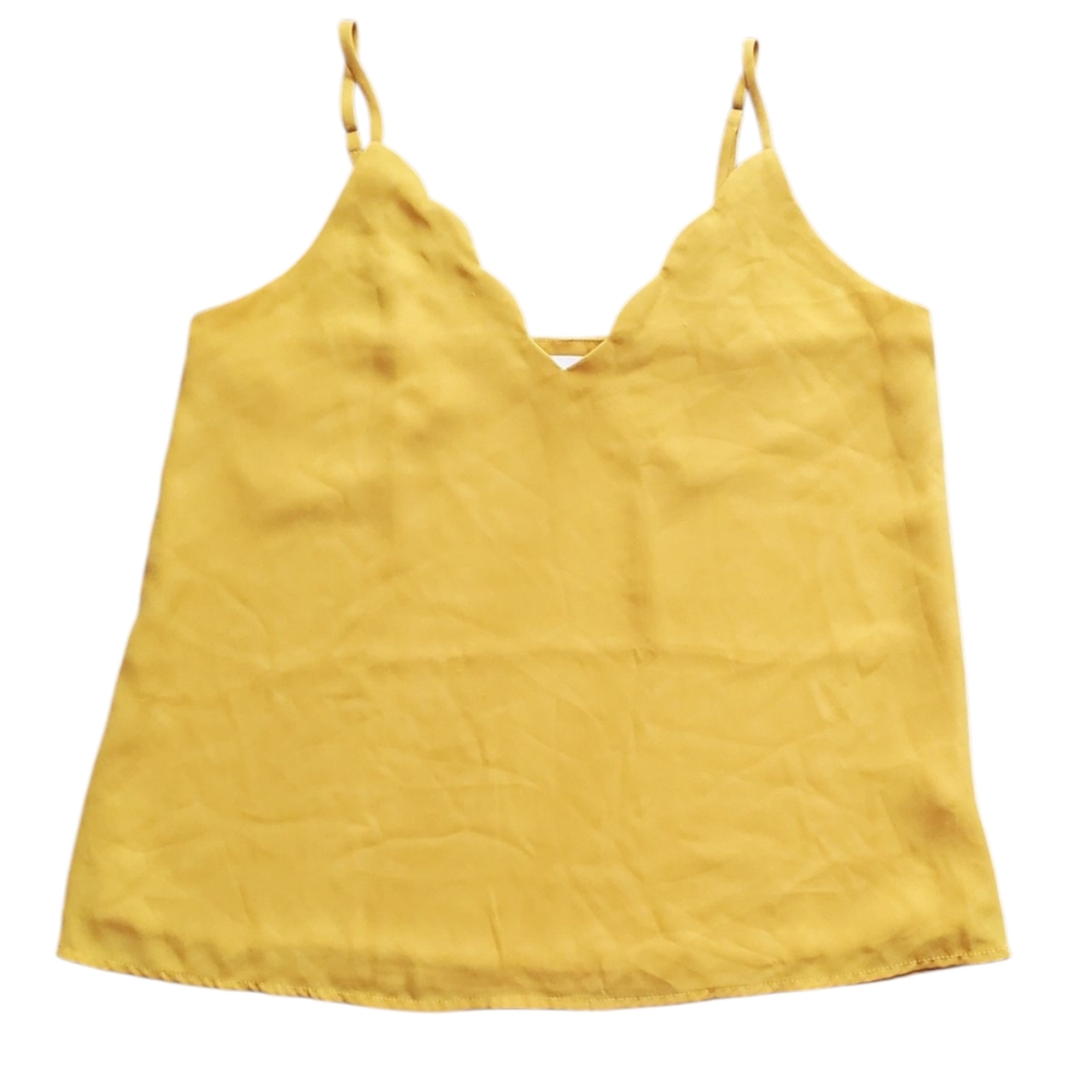 Socialite Mustard Scallop-Trim Tank Top